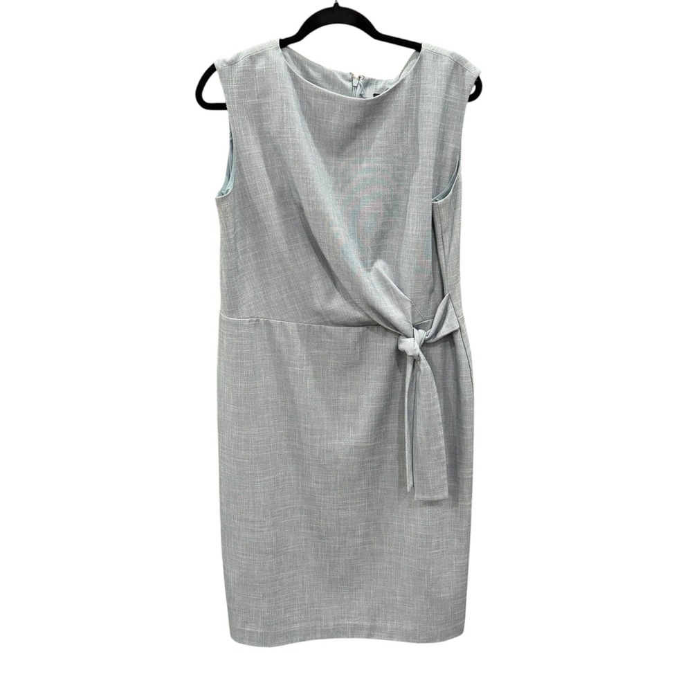 Ann Taylor Sheath Dress Sage Green Faux Wrap Tie Waist Career Professional 14 - Picture 3 of 5